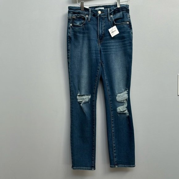 Good American Blue Distesssed Light Compression Skinny Jeans Size 27 NWT - Picture 2 of 9